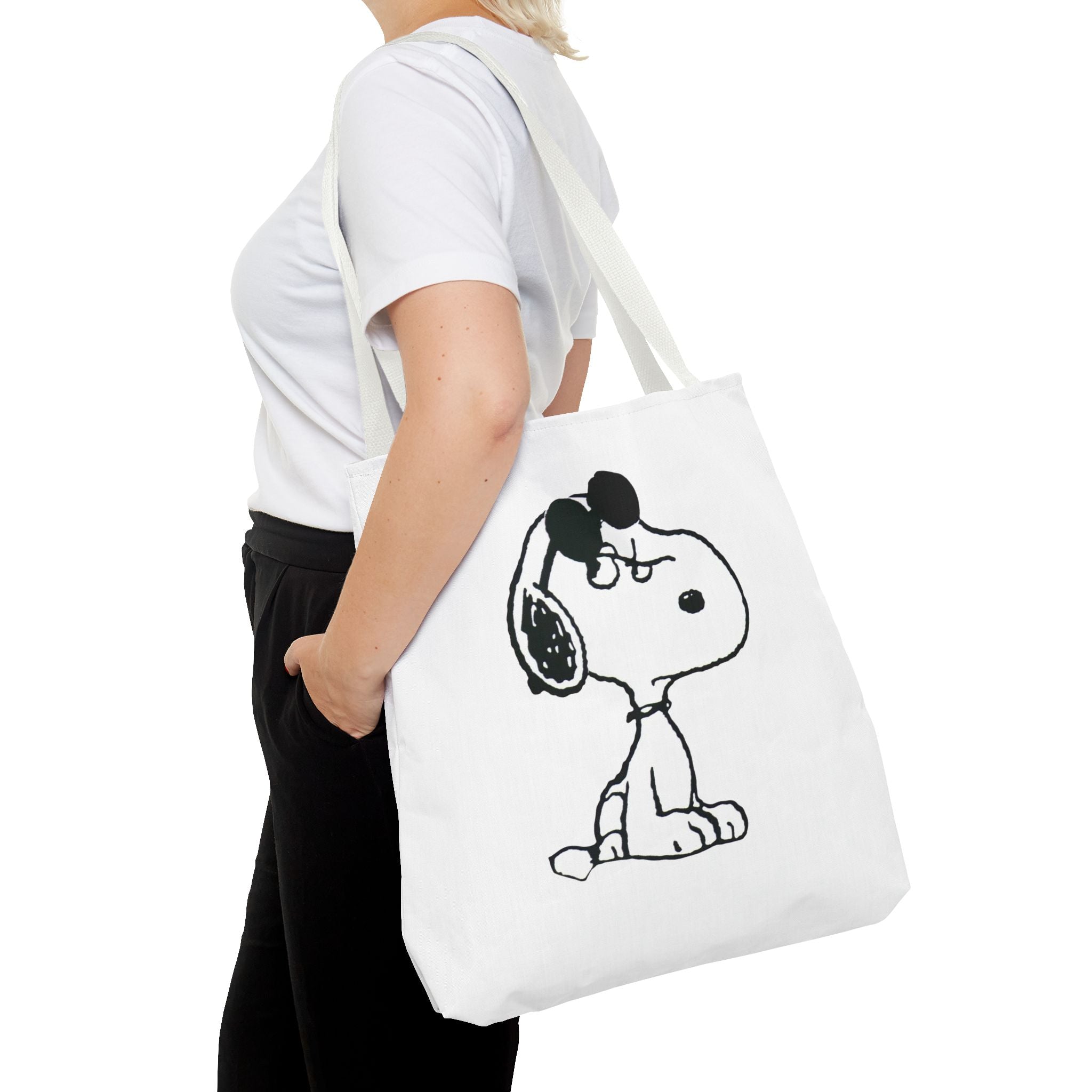 Snoopy Sketch Tote Bag — Minimal Cartoon Canvas Shopper