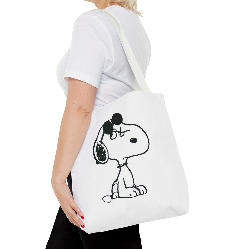 Snoopy Sketch Tote Bag — Minimal Cartoon Canvas Shopper