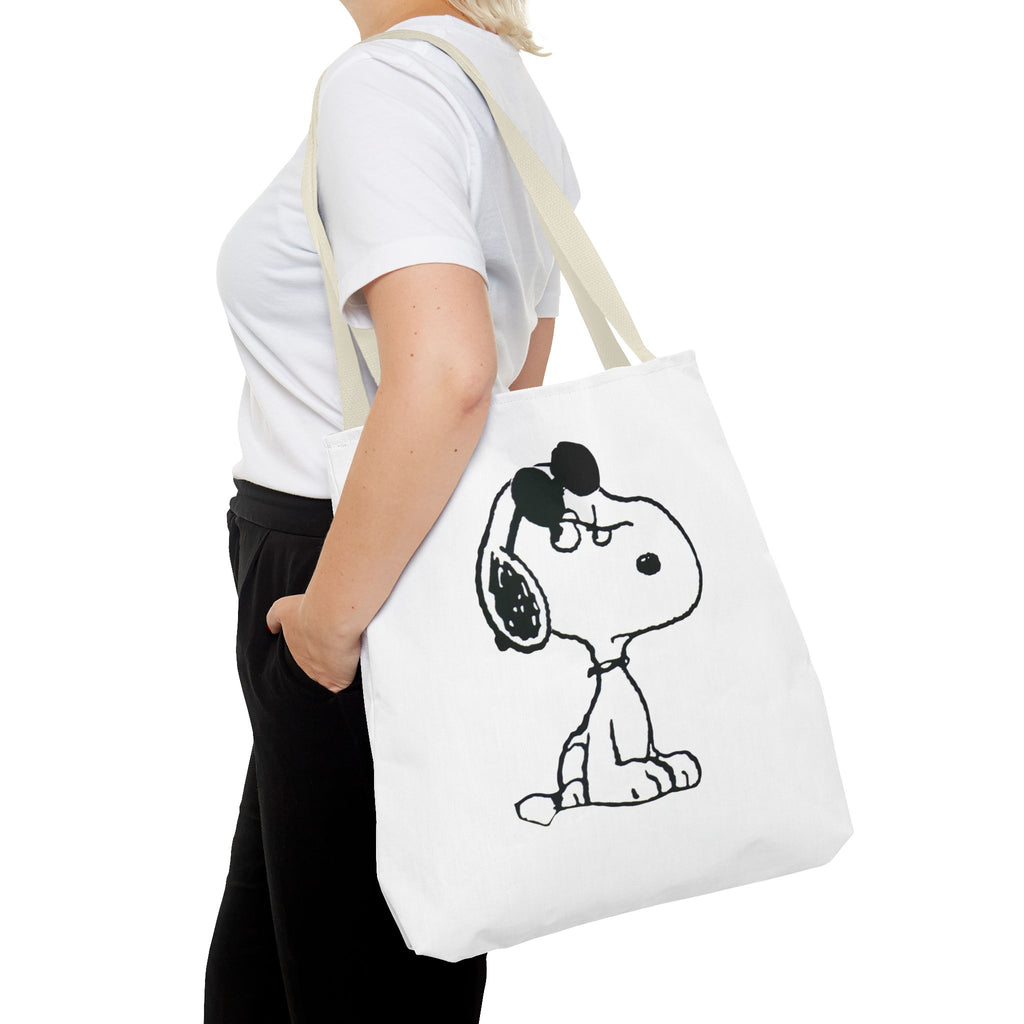 Snoopy Sketch Tote Bag — Minimal Cartoon Canvas Shopper