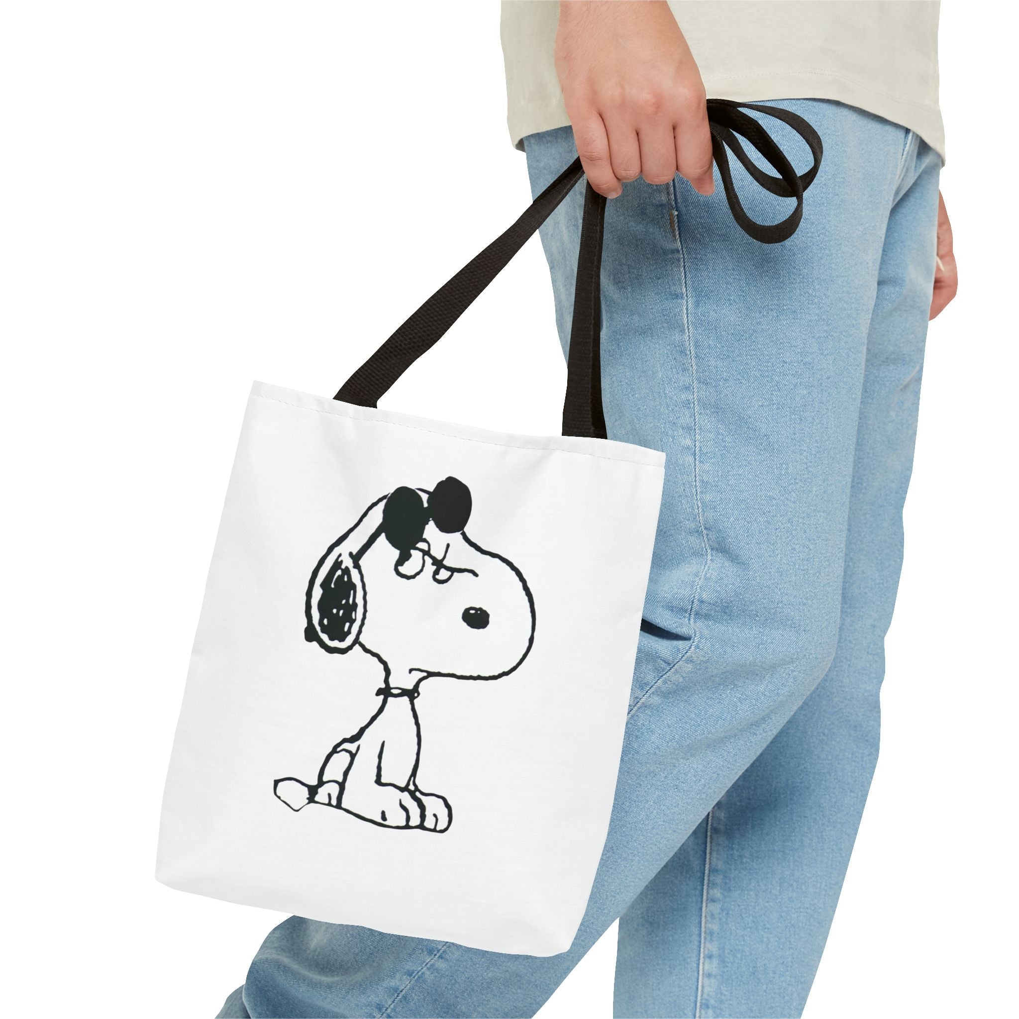 Snoopy Sketch Tote Bag — Minimal Cartoon Canvas Shopper