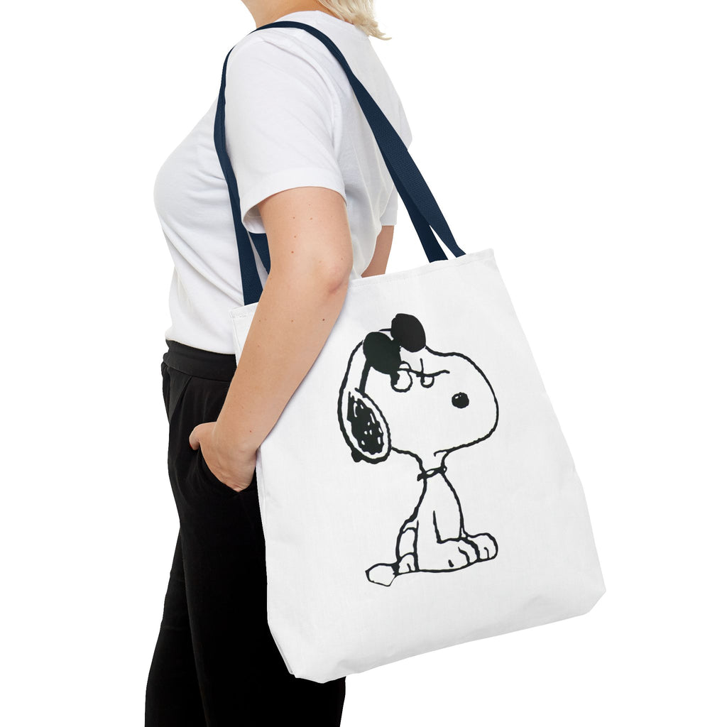 Snoopy Sketch Tote Bag — Minimal Cartoon Canvas Shopper