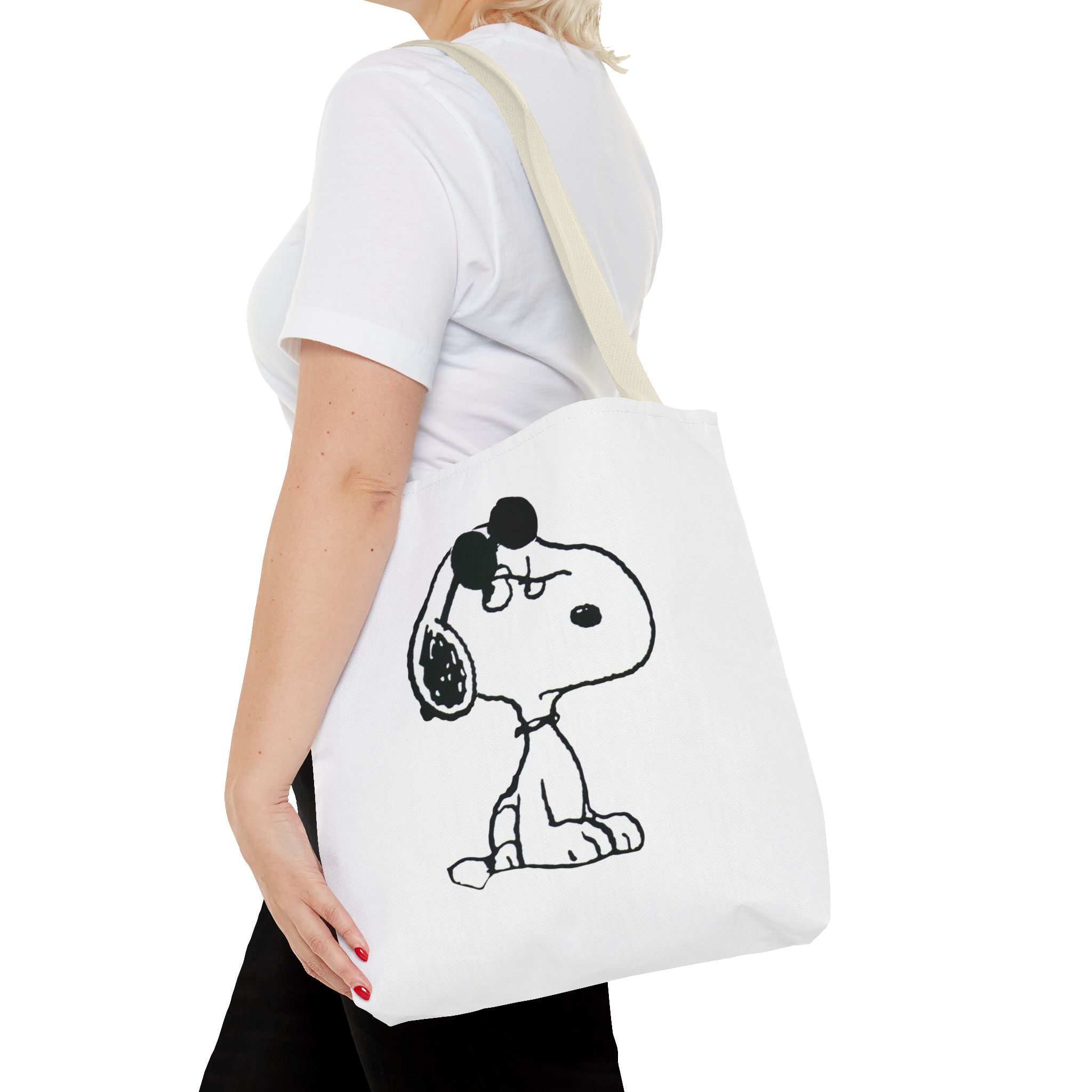 Snoopy Sketch Tote Bag — Minimal Cartoon Canvas Shopper