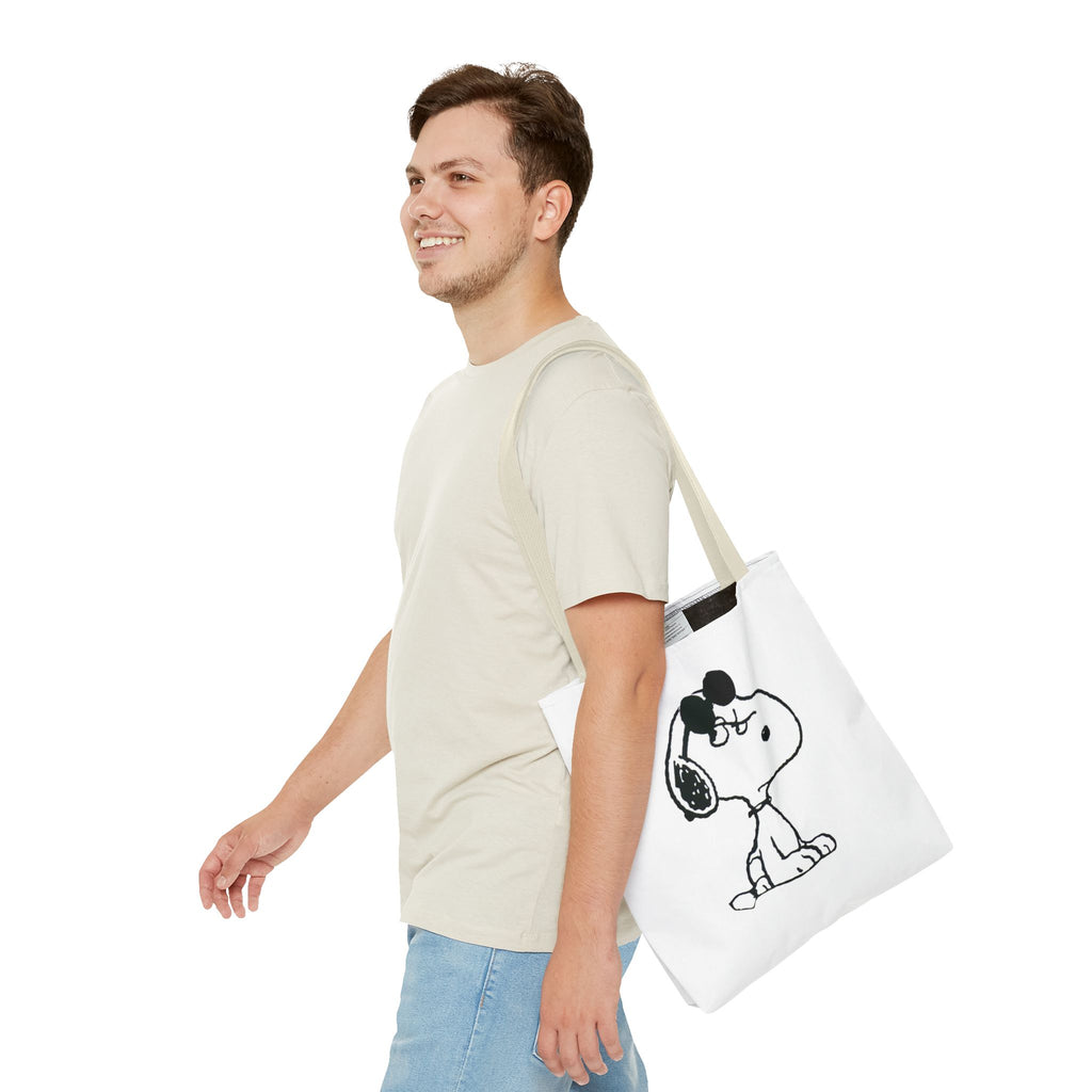 Snoopy Sketch Tote Bag — Minimal Cartoon Canvas Shopper