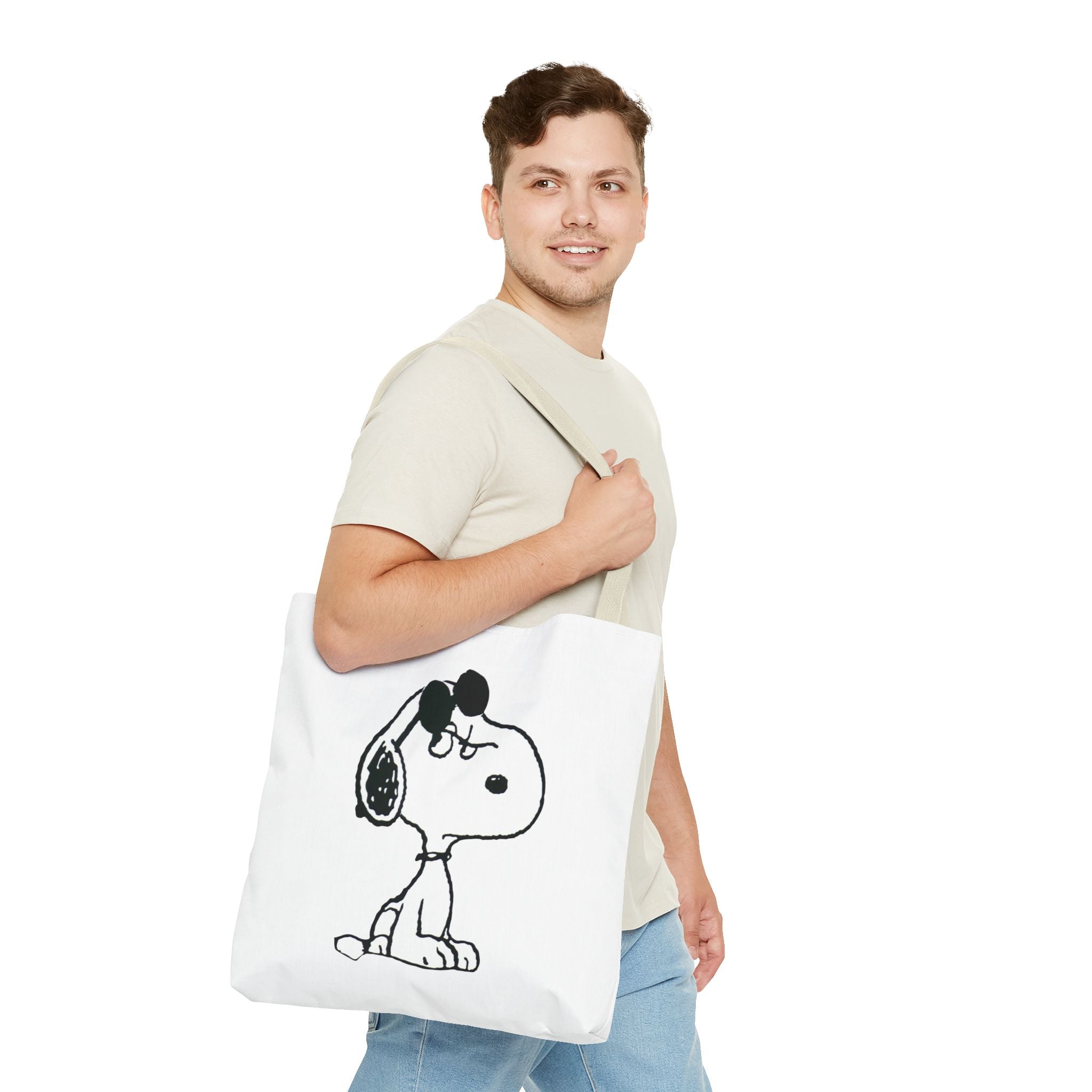Snoopy Sketch Tote Bag — Minimal Cartoon Canvas Shopper