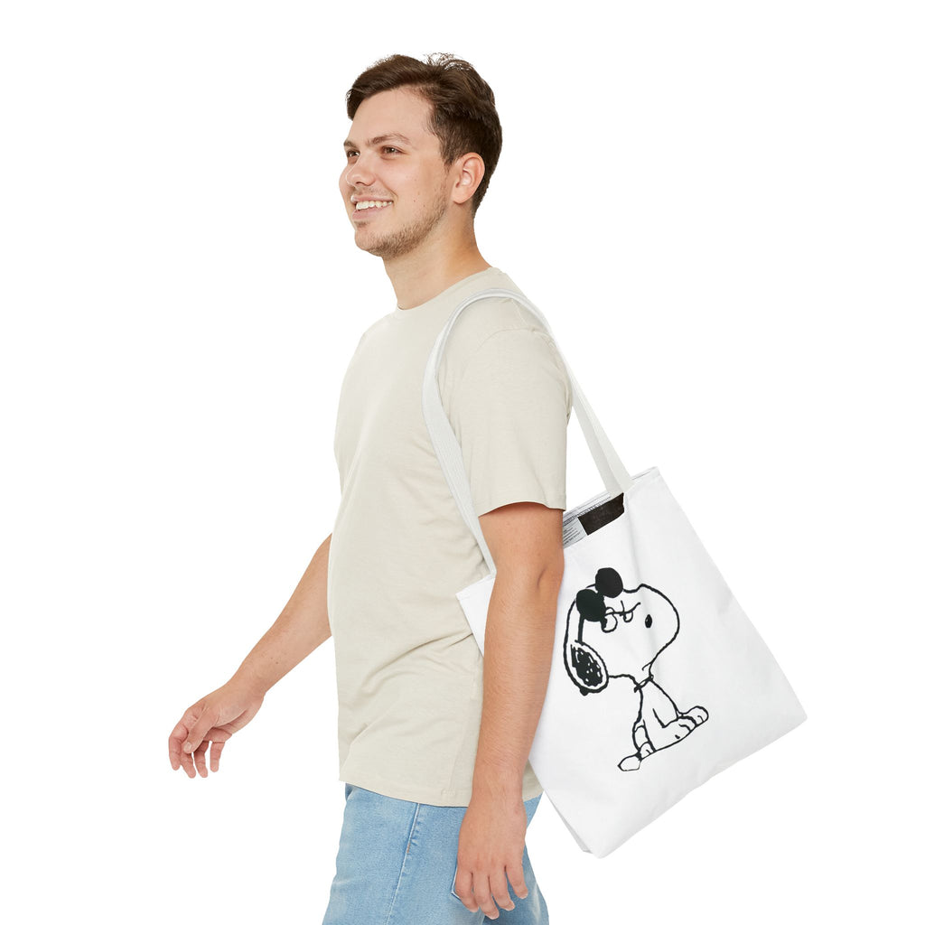 Snoopy Sketch Tote Bag — Minimal Cartoon Canvas Shopper