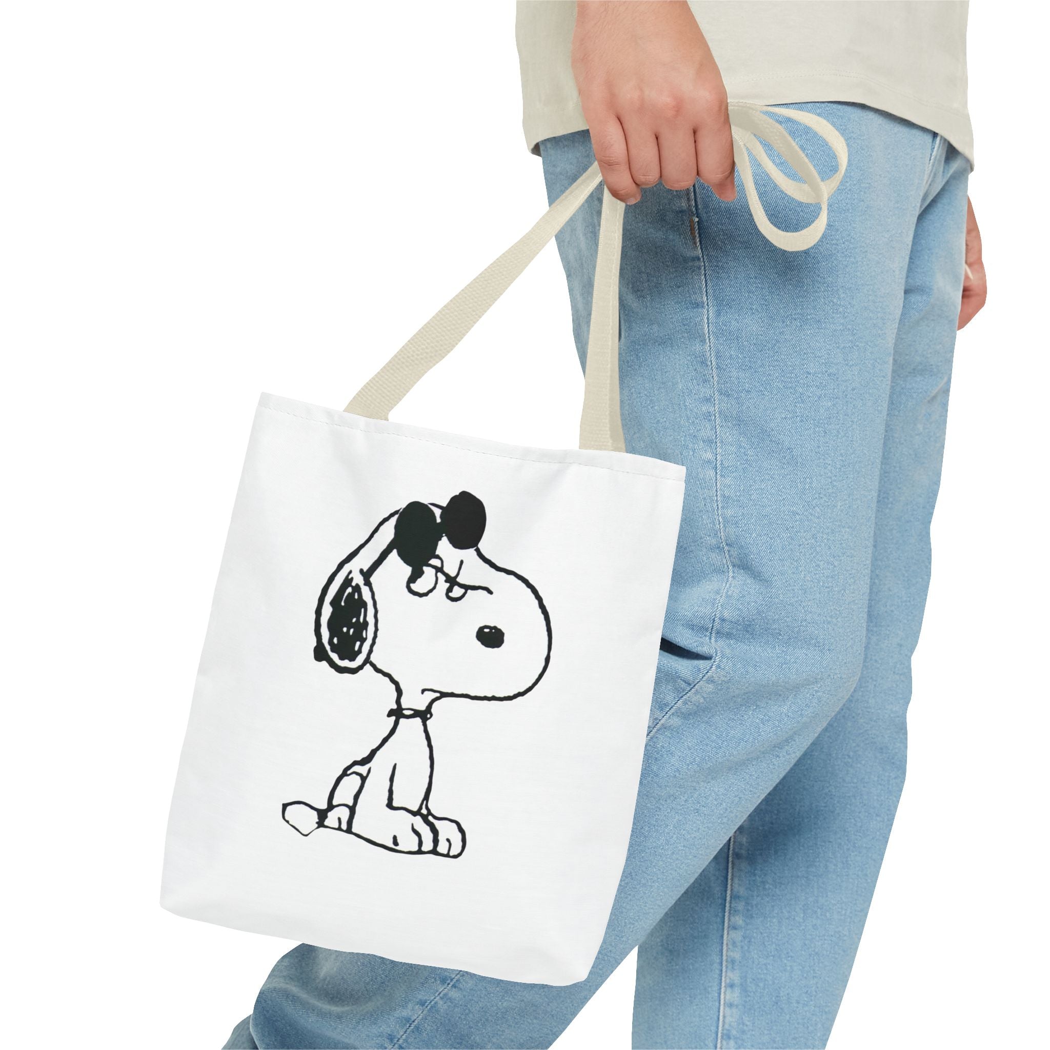 Snoopy Sketch Tote Bag — Minimal Cartoon Canvas Shopper