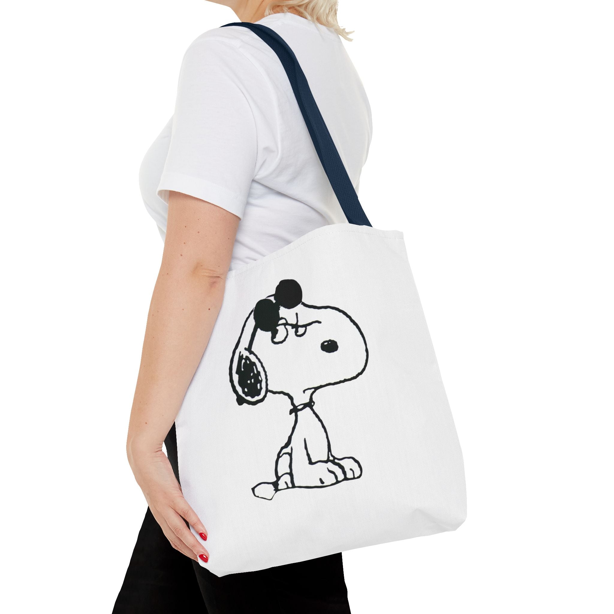 Snoopy Sketch Tote Bag — Minimal Cartoon Canvas Shopper